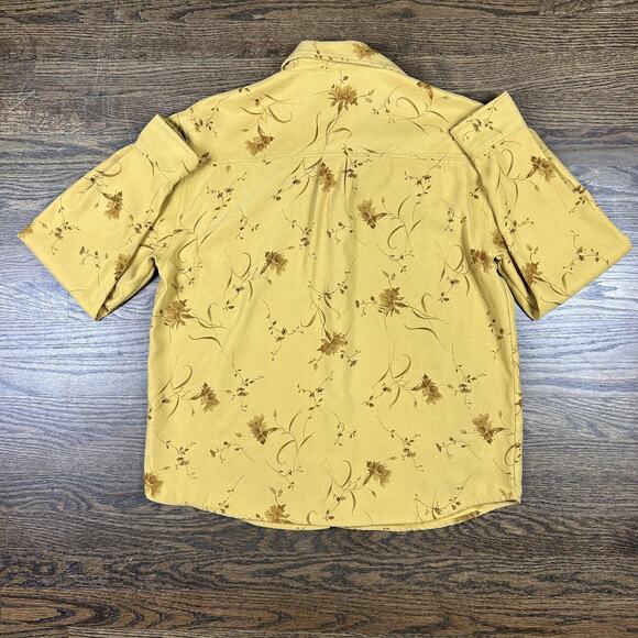 Vtg Christopher & Banks Shirt Womens Med Yellow Floral Button Up Long Sleeve Top - Picture 8 of 8